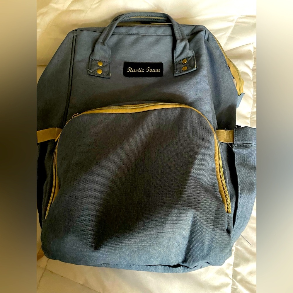 Rustic Town Canvass Blue Oxford Backpack Baby Diaper Bag